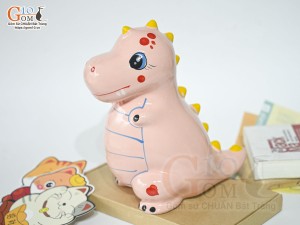 Khủng long tiết kiệm dáng đứng màu hồng, cao 21cm