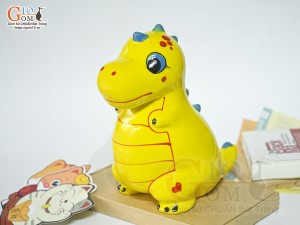 Khủng long tiết kiệm dáng đứng màu vàng, cao 21cm