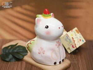 Tượng sứ tiết kiệm dáng ngựa màu hồng, cao 22cm