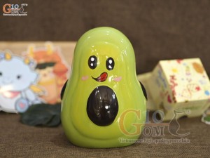 Tượng sứ tiết kiệm dáng su su xanh, cao 17cm