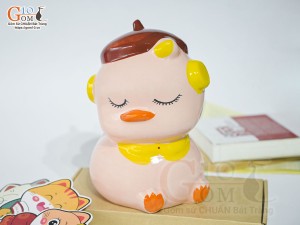 Vịt sứ tiết kiệm màu hồng, cao 20cm