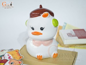 Vịt sứ tiết kiệm màu trắng, cao 20cm