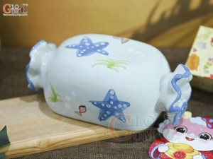 Tượng sứ tiết kiệm kẹo candy màu xanh, dài 21cm
