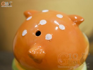 Tượng sứ tiết kiệm Shiba Burger màu cam, cao 17cm