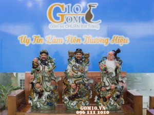 Tượng Tam đa Ngũ Phúc men rạn 72cm