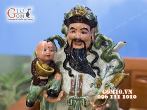 Tượng Tam đa Ngũ Phúc men rạn 72cm