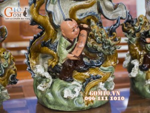 Tượng Tam đa Ngũ Phúc men rạn 72cm