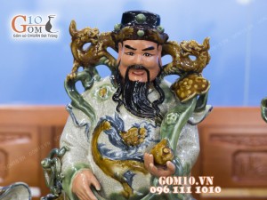 Tượng Tam đa Ngũ Phúc men rạn 72cm