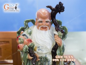 Tượng Tam đa Ngũ Phúc men rạn 72cm