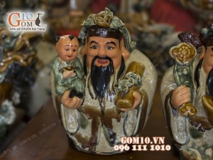 Tượng tam đa no đủ men rạn 30cm