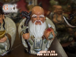 Tượng tam đa no đủ men rạn 30cm