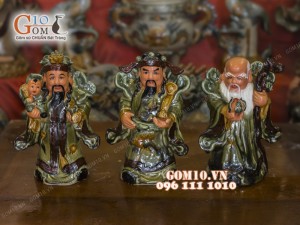 Tượng Tam đa Phúc Lộc Thọ men ngọc 30cm