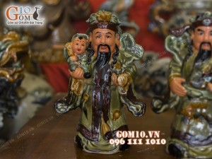 Tượng Tam đa Phúc Lộc Thọ men ngọc 30cm