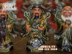 Tượng Tam đa Phúc Lộc Thọ men ngọc 30cm