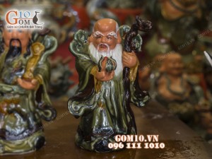 Tượng Tam đa Phúc Lộc Thọ men ngọc 30cm