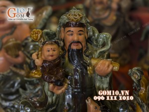 Tượng tam đa Tứ linh, men ngọc 55cm