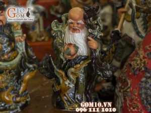 Tượng tam đa Tứ linh, men ngọc 55cm