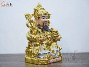 Tượng Thần Phát men rạn cổ dát vàng, cao 26cm