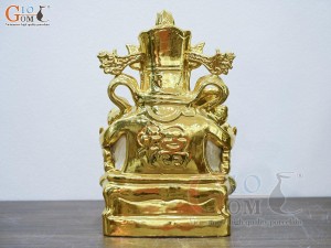 Tượng Thần Phát men rạn cổ dát vàng, cao 26cm