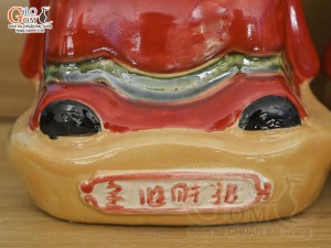 Tượng Thần Tài - Thổ Địa men màu nền đỏ, cao 26cm