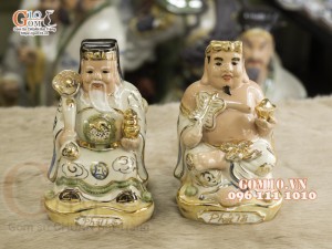 Tượng Thần Tài - Thổ Địa men màu vẽ vàng, cao 22cm