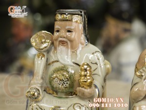 Tượng Thần Tài - Thổ Địa men màu vẽ vàng, cao 22cm