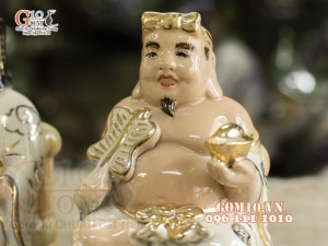 Tượng Thần Tài - Thổ Địa men màu vẽ vàng, cao 22cm