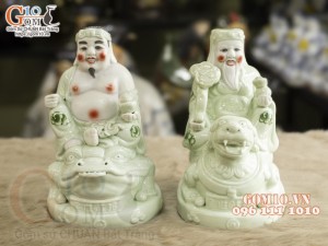 Tượng Thần Tài - Thổ Địa men ngọc cưỡi Cóc Tỳ Hưu cao 26cm