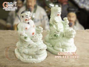 Tượng Thần Tài - Thổ Địa men ngọc cưỡi Cóc Tỳ Hưu cao 26cm