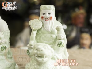 Tượng Thần Tài - Thổ Địa men ngọc cưỡi Cóc Tỳ Hưu cao 26cm