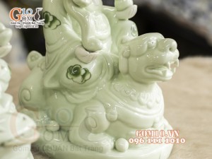 Tượng Thần Tài - Thổ Địa men ngọc cưỡi Cóc Tỳ Hưu cao 26cm