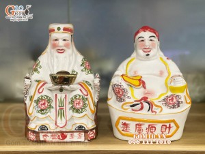 Tượng Thần Tài - Thổ Địa men trắng vẽ màu, cao 25cm