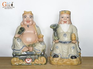 Tượng Thần Tài Thổ Địa ngồi bệ vàng cao 30cm