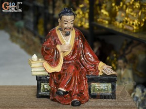 Tượng Thần Trà ngồi đọc sách, cao 36cm