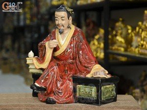 Tượng Thần Trà ngồi đọc sách, cao 36cm