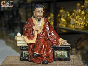 Tượng Thần Trà ngồi đọc sách, cao 36cm