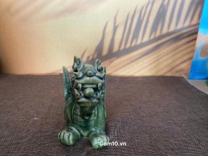 Tượng tỳ hưu men xanh ngọc, kích thước 14x12cm