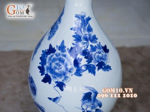 Tỳ bà  men rong cổ vẽ Tùng hạc cao 50cm