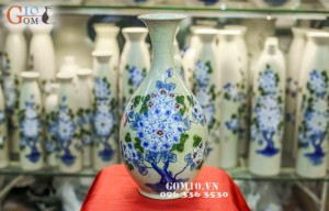Tỳ bà mini men rạn vẽ hoa màu