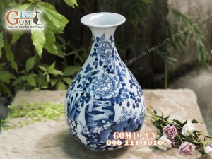 Tỳ bà tài lộc men rong cổ họa tiết Cổ Đồ cao 42cm