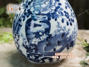 Tỳ bà tài lộc men rong cổ họa tiết Cổ Đồ cao 42cm