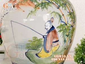 Vò rượu men men màu vẽ lã vọng câu cá 20l