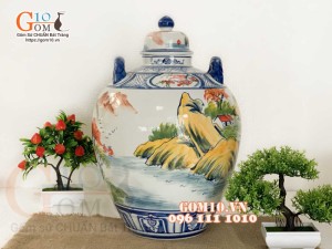 Vò rượu men men màu vẽ lã vọng câu cá 20l